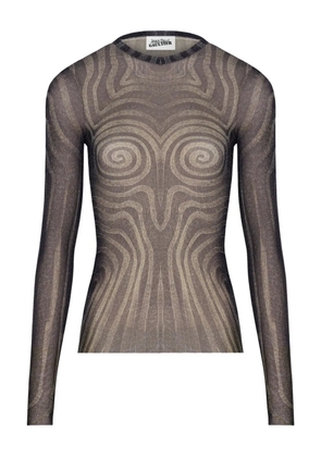 Jean Paul Gaultier Spiral long-sleeves printed T-shirt - Black