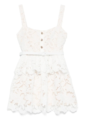 Self-Portrait lace tiered mini dress - White