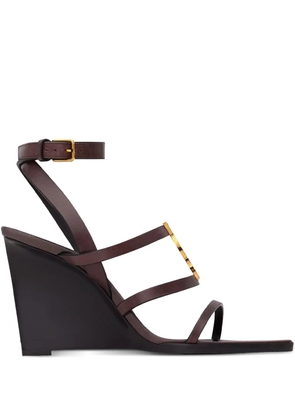 Saint Laurent 90mm Cassandre wedge sandals - Brown