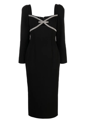 Self-Portrait bow-detail crepe midi dress - Black