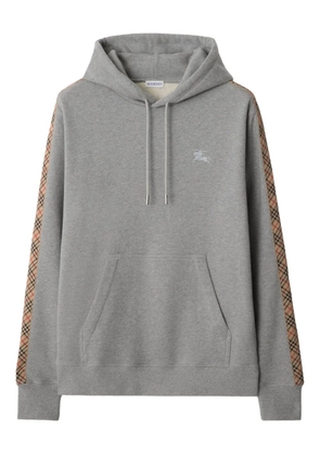 Burberry check-trimmed cotton hoodie - Grey