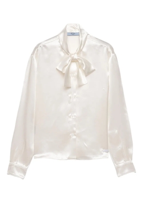 Prada scarf-collar satin shirt - White