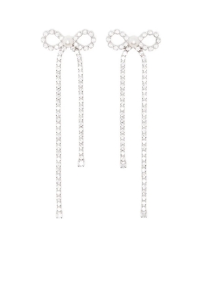 Self-Portrait crystal-embellished bow earrings - Silver