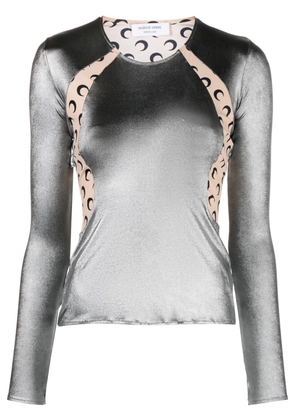 Marine Serre Crescent Moon-panelled jersey top - Silver