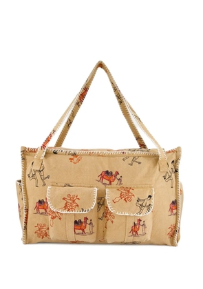 Baziszt Lavie printed pocket tote bag - Brown
