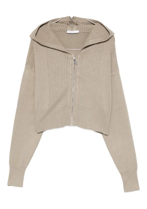 Patrizia Pepe hooded ribbed cardigan - Neutrals