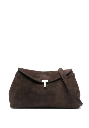 TOTEME T-lock suede clutch - Brown