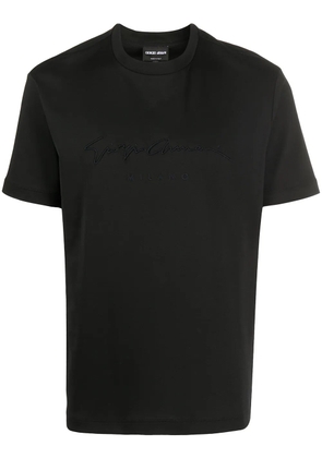 Giorgio Armani embroidered logo T-shirt - Black