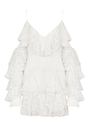 Balmain ruffled mini dress - White