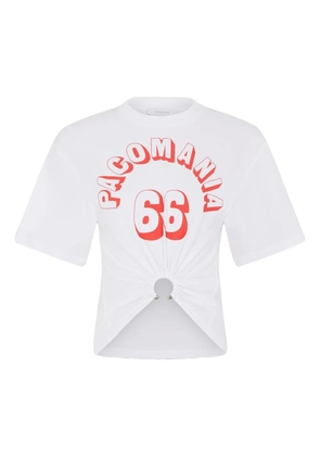 Rabanne printed piercing cotton t-shirt - White