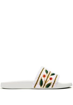 Casablanca embroidered terry slides - White