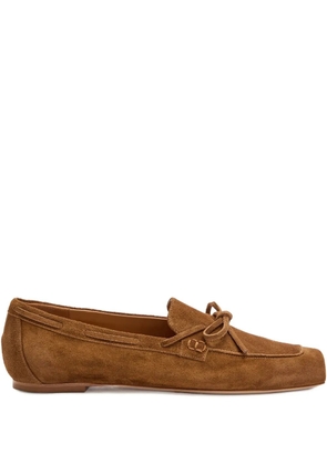 Aeyde Jasper bow-detail suede loafers - Brown