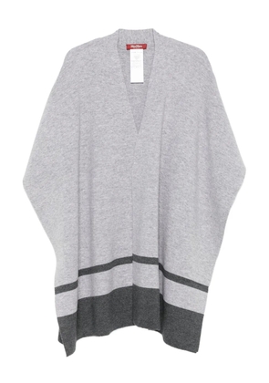 Max Mara stripe-detail V-neck cape - Grey