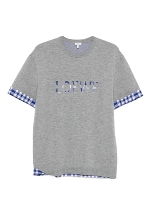 LOEWE logo-detail checked T-shirt - Grey