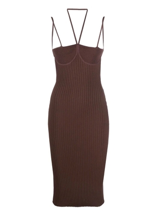ANDREĀDAMO halterneck fitted dress - Brown