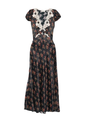 DÔEN Coraline lace flower midi dress - Black