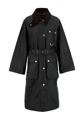 Barbour belted tartan-cuff coat - Black