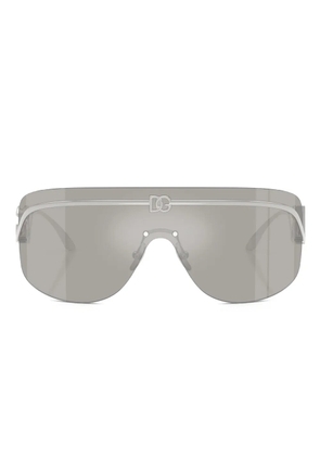 Dolce & Gabbana Eyewear logo-plaque shield sunglasses - Silver