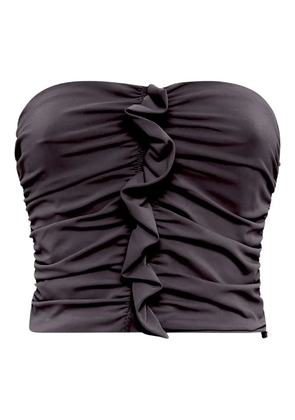 The Attico ruffled strapless top - Black