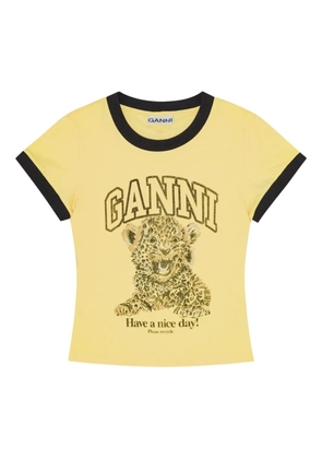 GANNI Leopard T-shirt - Yellow