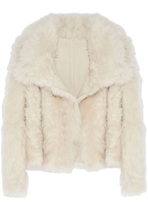 Yves Salomon cropped leather jacket - White