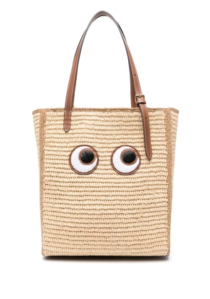 Anya Hindmarch Eyes raffia tote bag - Neutrals