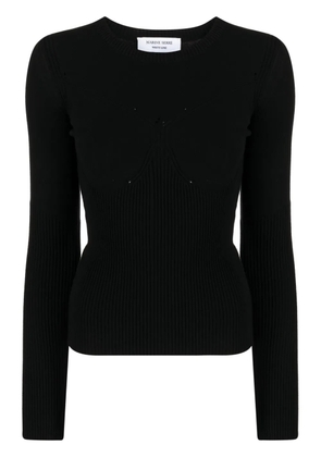 Marine Serre ribbed-knit long-sleeved top - Black