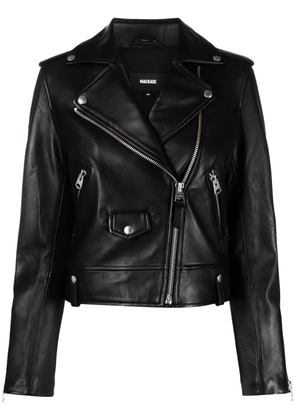 Mackage Baya off-centre leather jacket - Black