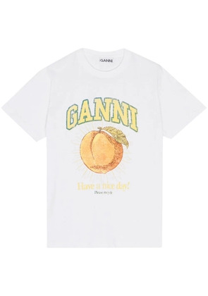GANNI logo-print T-shirt - White