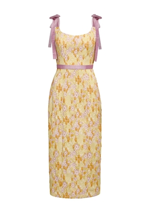 Markarian Acacia belted brocade corset dress - Yellow
