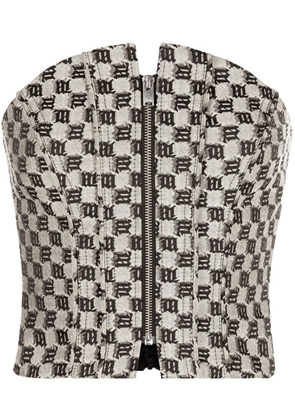 MISBHV monogram jacquard corset top - Neutrals