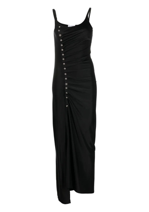 Rabanne asymmetric satin maxi dress - Black