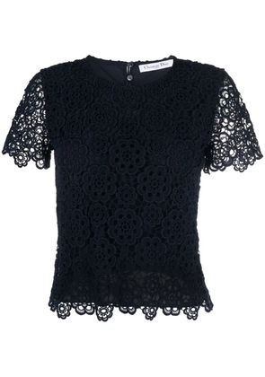 Christian Dior Pre-Owned 2010 lace round-neck top - Blue