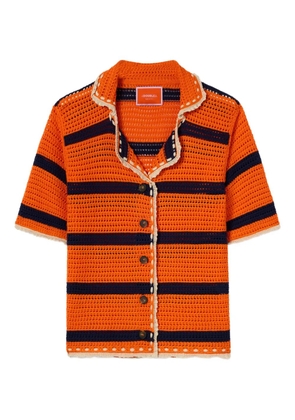 La DoubleJ Cerere striped crochet shirt - Orange