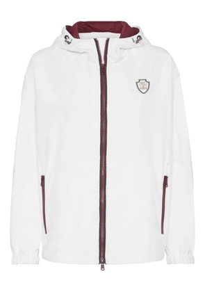 Brunello Cucinelli logo-patch hooded jacket - White