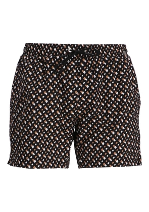 BOSS logo-jacquard swim shorts - Black