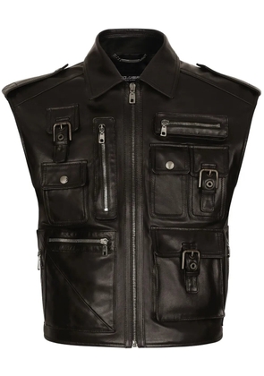 Dolce & Gabbana biker leather gilet - Black