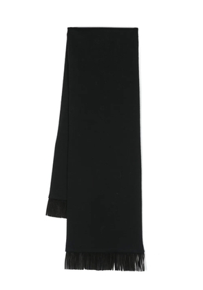 Saint Laurent Pre-Owned 1980s fringed wool scarf - Black