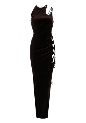 Monse lace-up detailind velvet maxi dress - Brown