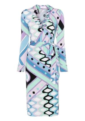 PUCCI geometric wrap midi dress - Blue