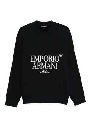 Emporio Armani logo-embroidered crew-neck sweatshirt - Blue