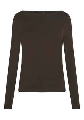 Karl Lagerfeld boat-neck long-sleeve T-shirt - Brown