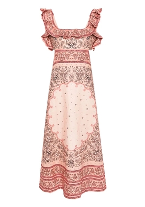 ZIMMERMANN Matchmaker Frilled midi dress - Pink
