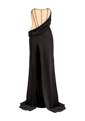 NISSA crystal-embellished satin maxi dress - Black