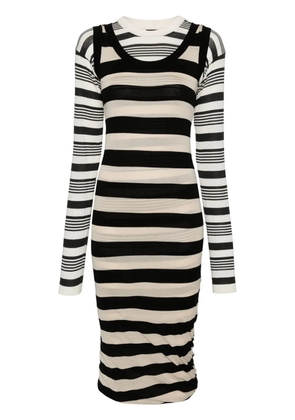 Marni stripes cotton midi dress - White