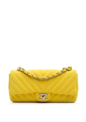 CHANEL Pre-Owned 2009-2010 Chevron Jersey East West Flap shoulder bag - Yellow
