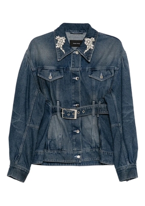 Simone Rocha embellished sculpted denim jacket - Blue