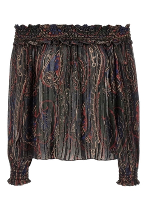 Saint Laurent smock-stitch blouse - Black