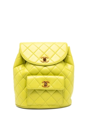CHANEL Pre-Owned Chanel Lime Quilted quilted small lambskin backpack with interwoven chain straps - Green