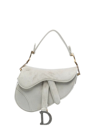 Christian Dior Pre-Owned 2020 Mini Velvet Crystal Embellished Hardware Saddle Bag satchel - Grey